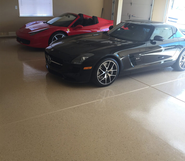 Garage Flooring with Two Sports Car | Conroe, TX | Musselman Painting